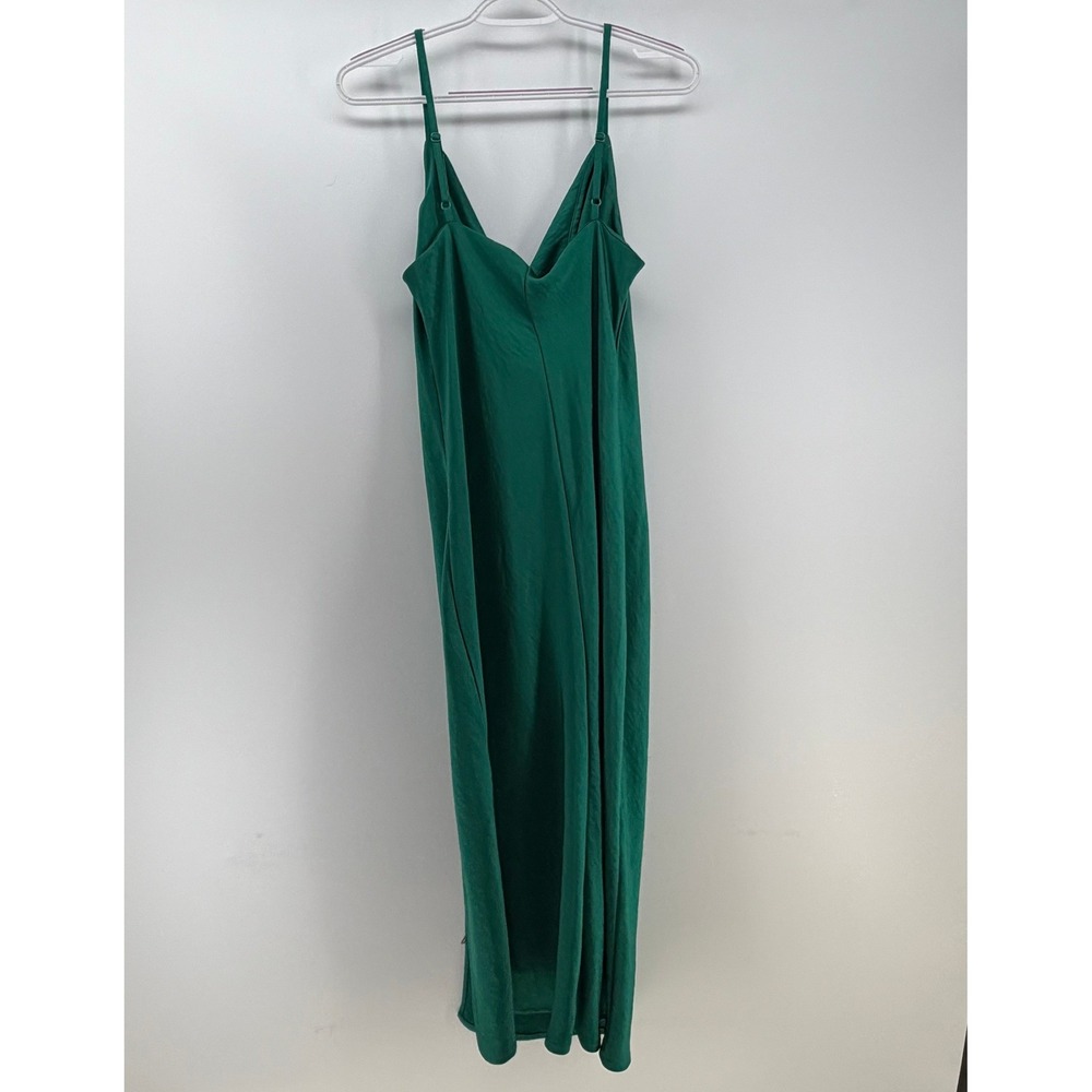 Justify Slip Dress Women Large Green Cowl Neck Satin Side Slit Glam Wedding Chic - Picture 2 of 7